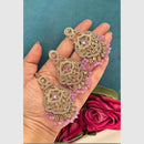 FS Collection Crystal Stone Dangler Earrings with Mangtikka