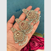 FS Collection Crystal Stone Dangler Earrings with Mangtikka