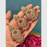 FS Collection Crystal Stone Dangler Earrings with Mangtikka