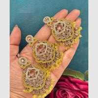 FS Collection Crystal Stone Dangler Earrings with Mangtikka