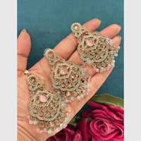 FS Collection Crystal Stone Dangler Earrings with Mangtikka