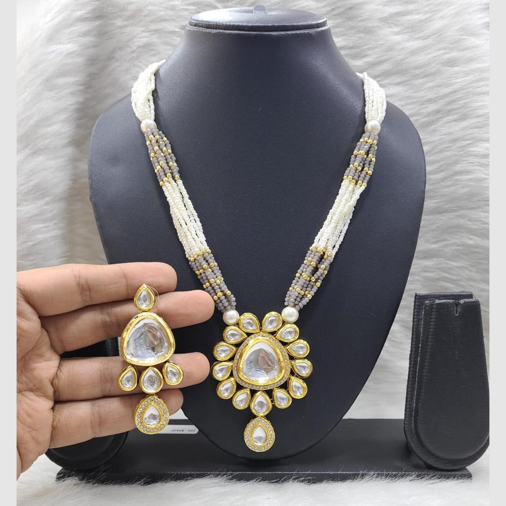 FS Collection Pearl and Kundan Long Necklace Set