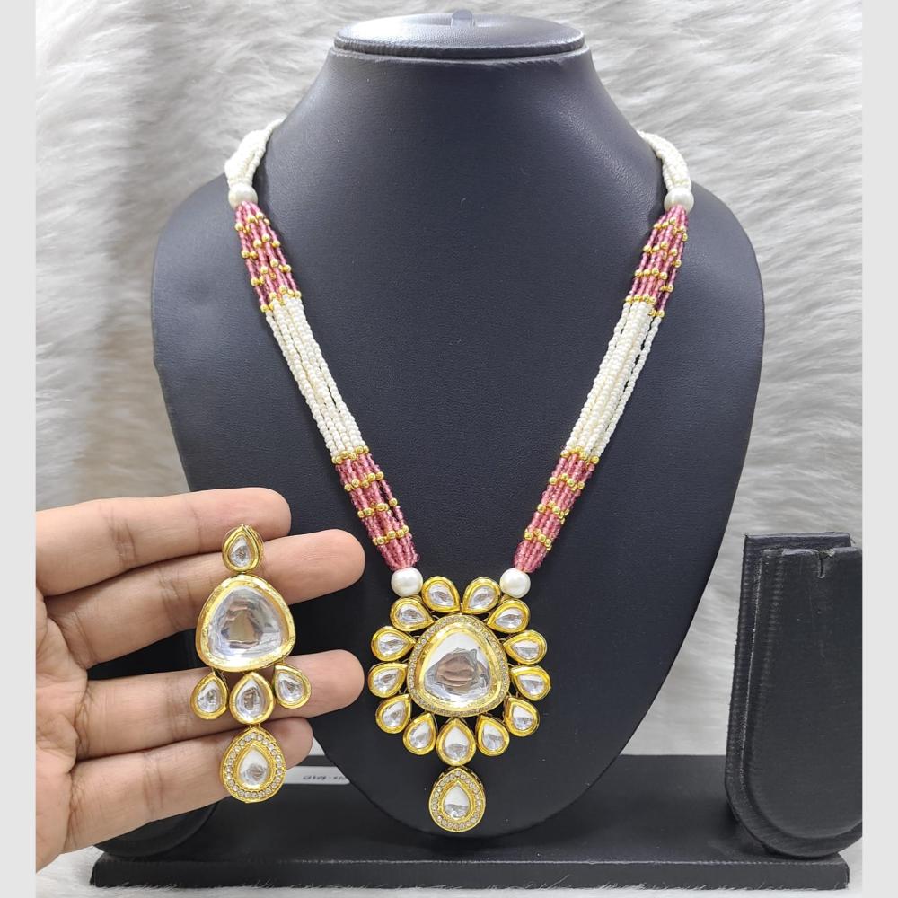 FS Collection Pearl and Kundan Long Necklace Set