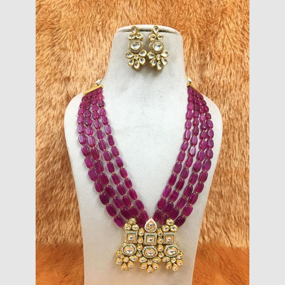 FS Collection Kundan and Beads Necklace Set