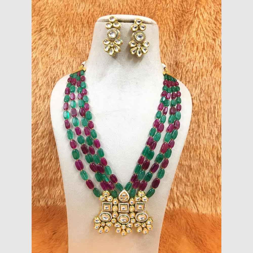 FS Collection Kundan and Beads Necklace Set