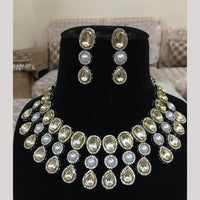 FS Collection Kundan Pearl Choker Necklace Set with Matching Earrings