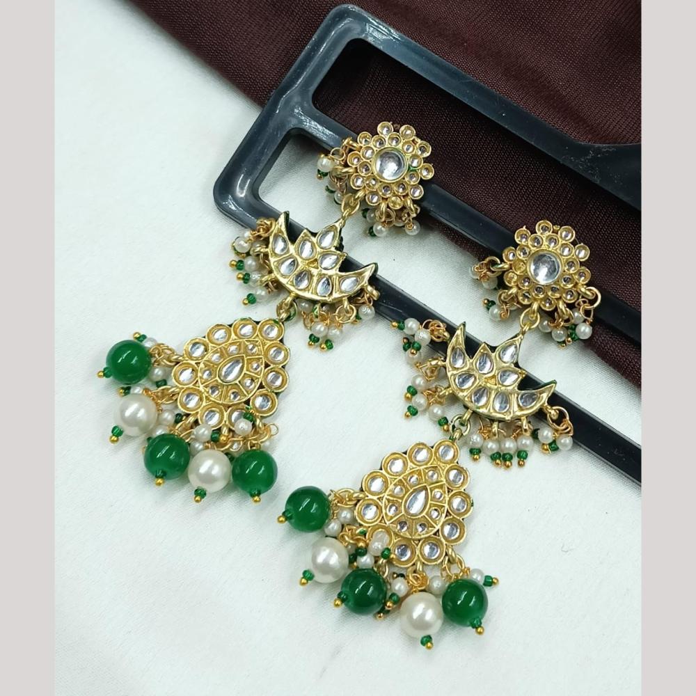 FS Collection Traditional Kundan Chand Dangler Earrings