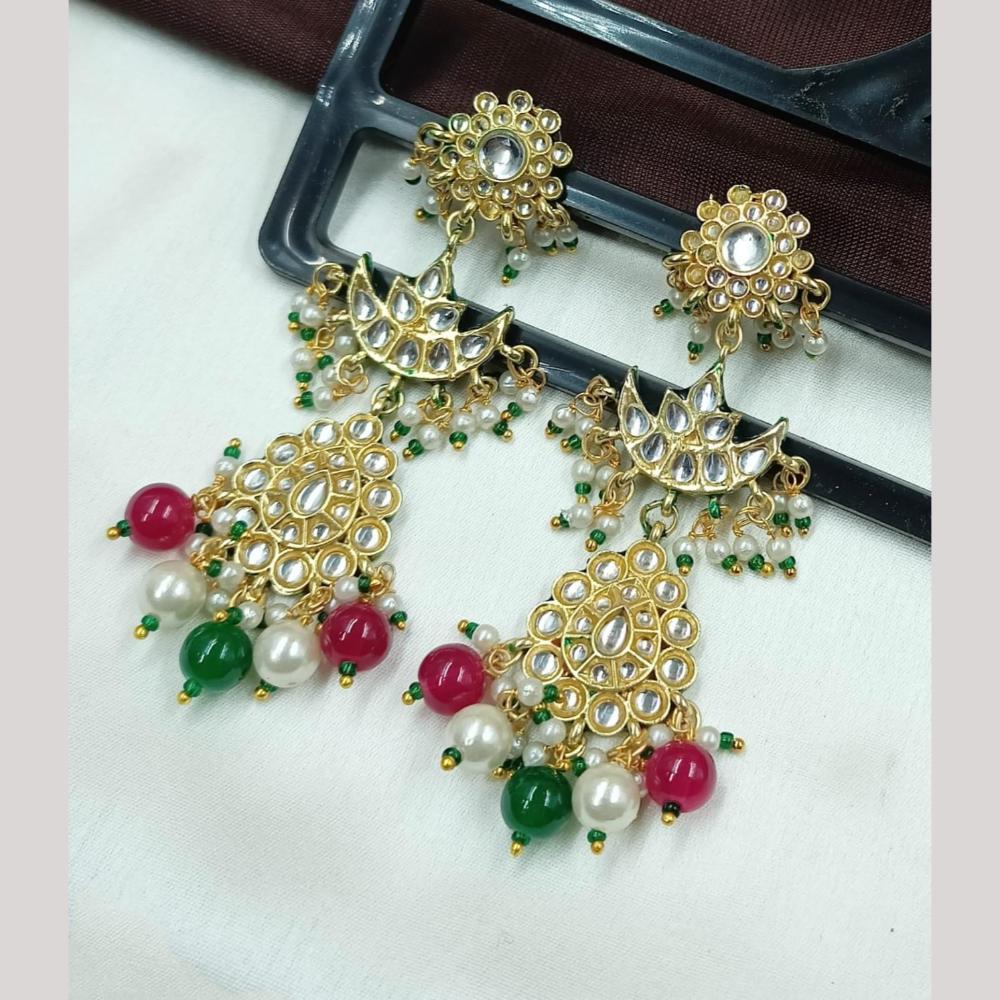 FS Collection Traditional Kundan Chand Dangler Earrings