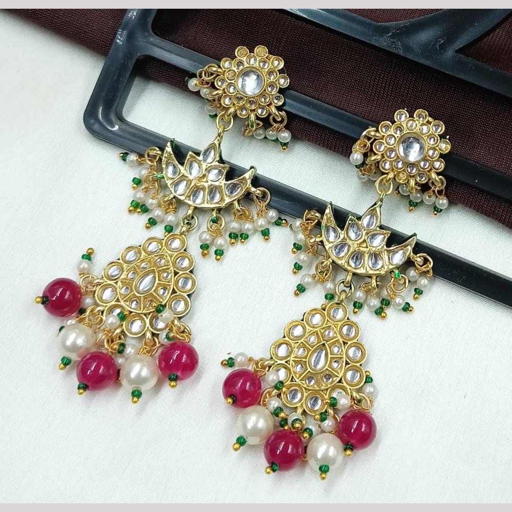 FS Collection Traditional Kundan Chand Dangler Earrings