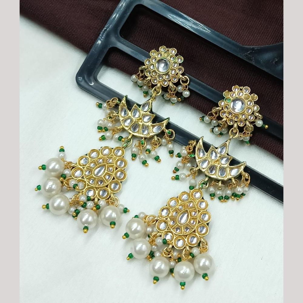 FS Collection Traditional Kundan Chand Dangler Earrings