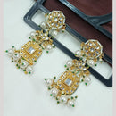 FS Collection Gold Kundan Pearl Drop Earrings