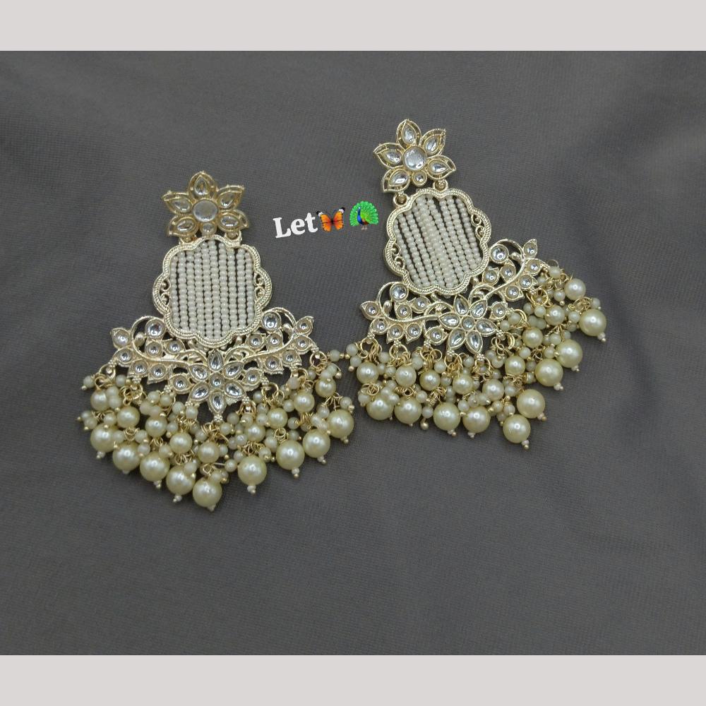 FS Collection Floral Pearl Dangler Earrings