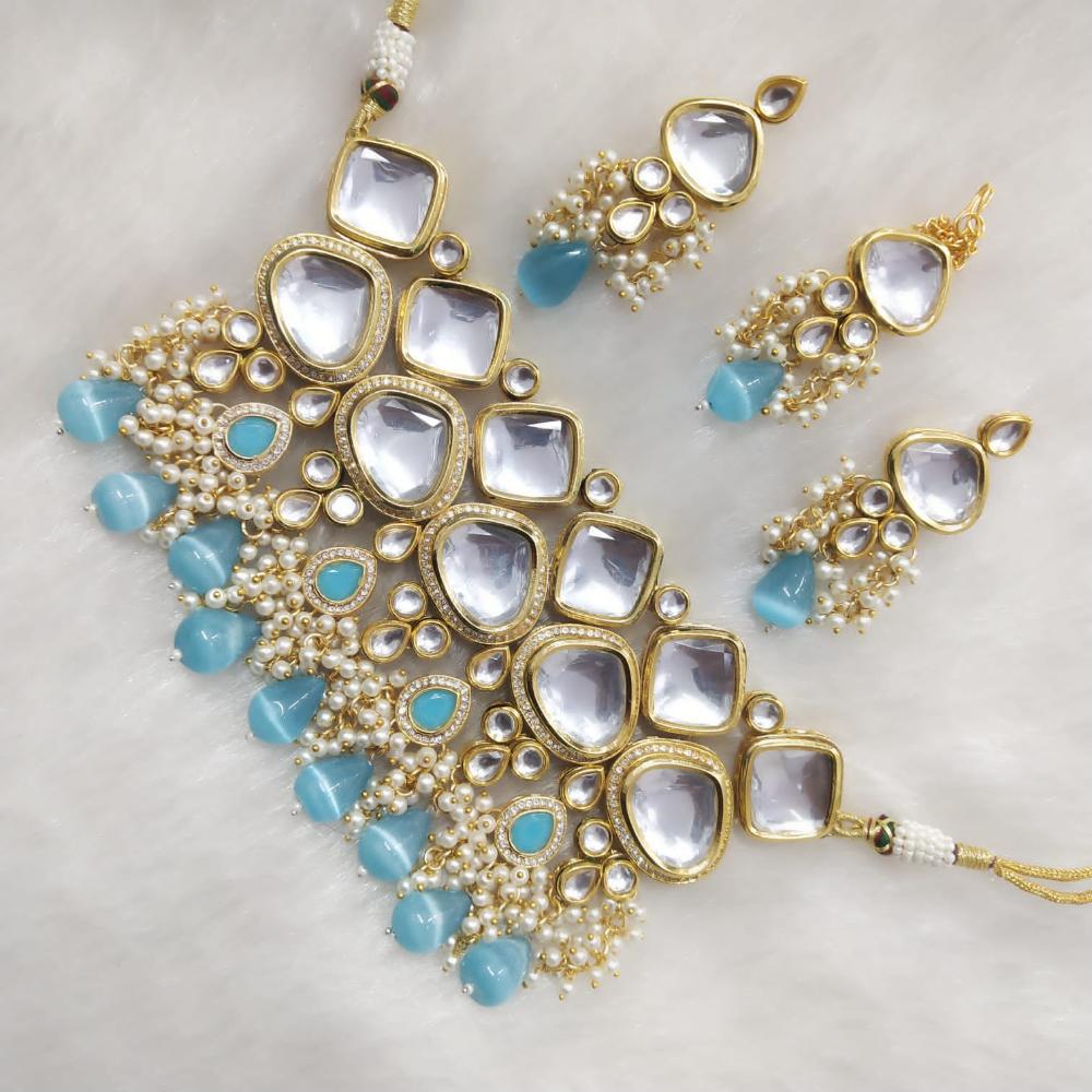 FS Collection Elegant Kundan Pearl and Beads Necklace Set