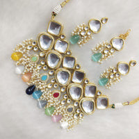 FS Collection Elegant Kundan Pearl and Beads Necklace Set