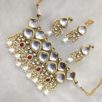 FS Collection Elegant Kundan Pearl and Beads Necklace Set