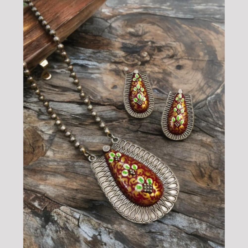 FS Collection Oxidised Plated Necklace Set