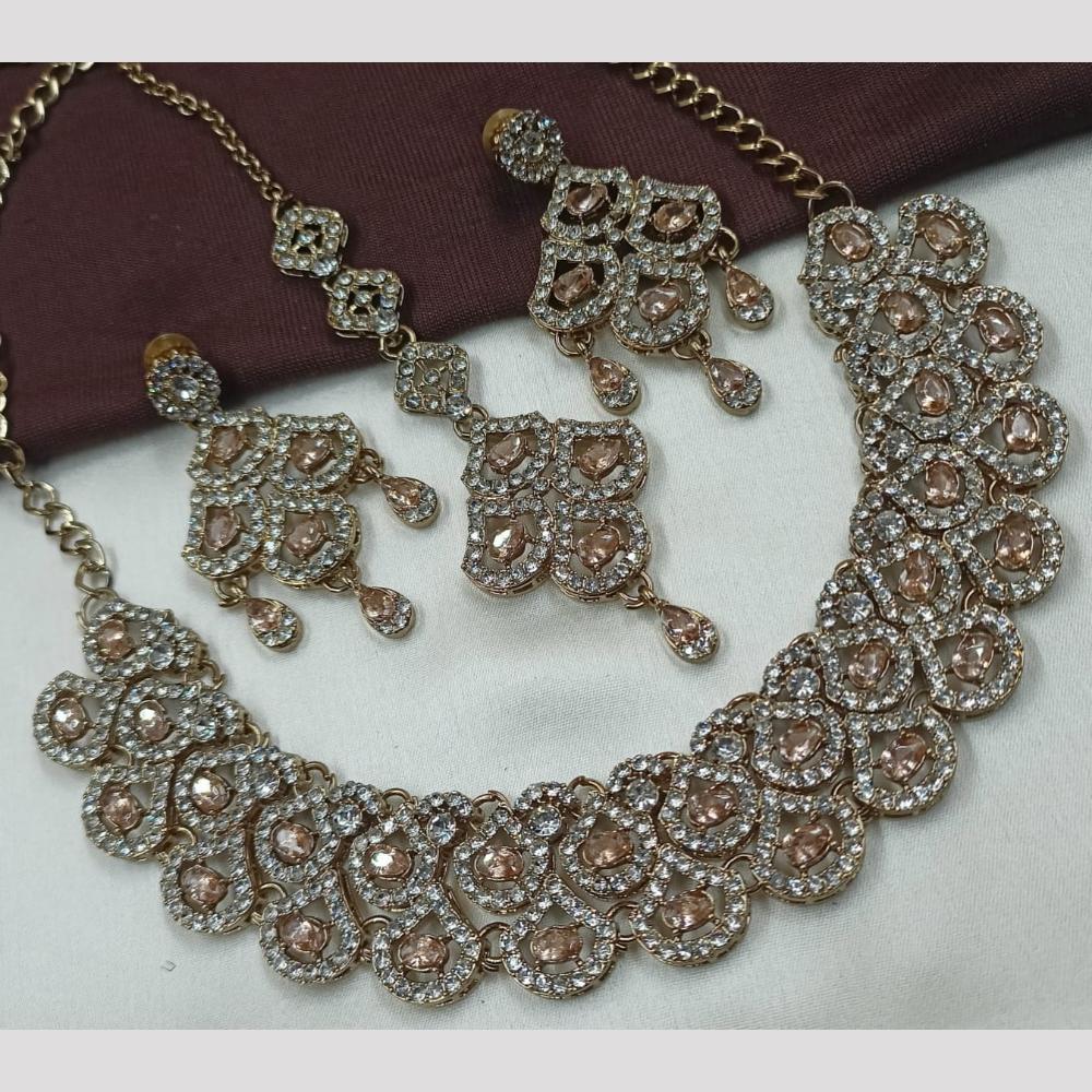 FS Collection Gold Plated Austrian Stone Necklace Set