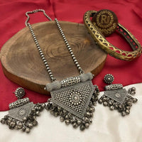 FS Collection Oxidised Plated Ghungroo Long Necklace Set