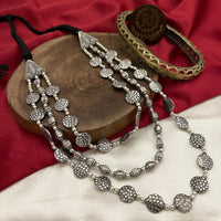 FS Collection Oxidised Finish Long Necklace 