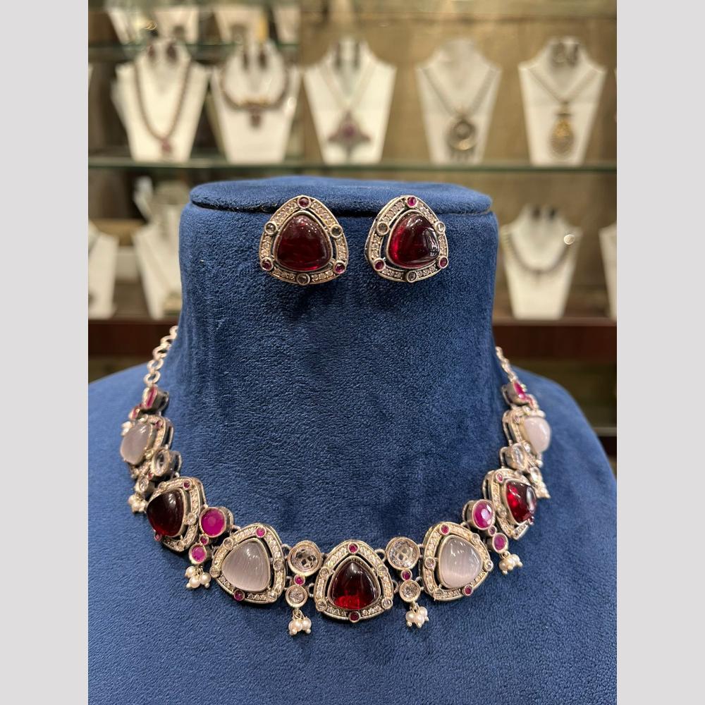 FS Collection Designer Pota Stone And Pearl Choker Necklace Set