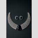 FS Collection Silver Plated Sparkling American Diamond Necklace Set