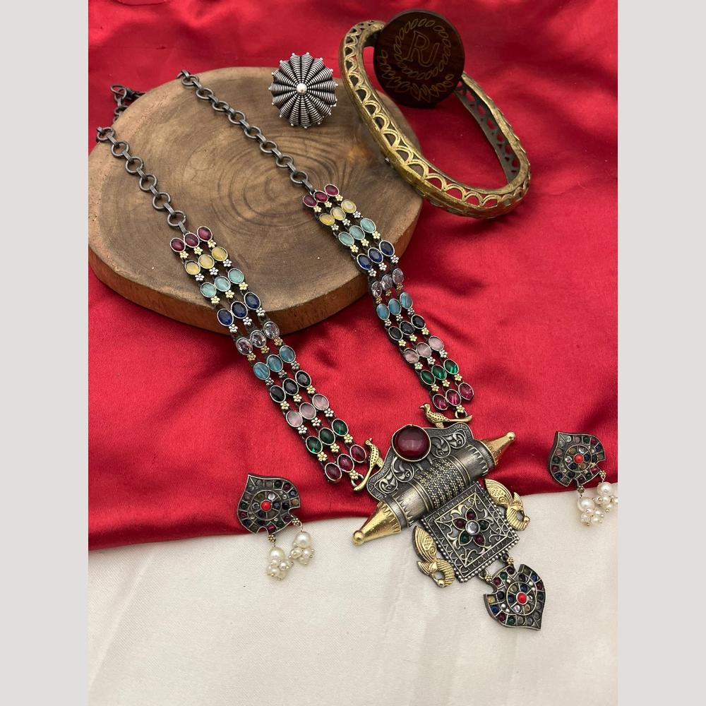FS Collection 2 Tone Pota And Pearl Long Necklace Set