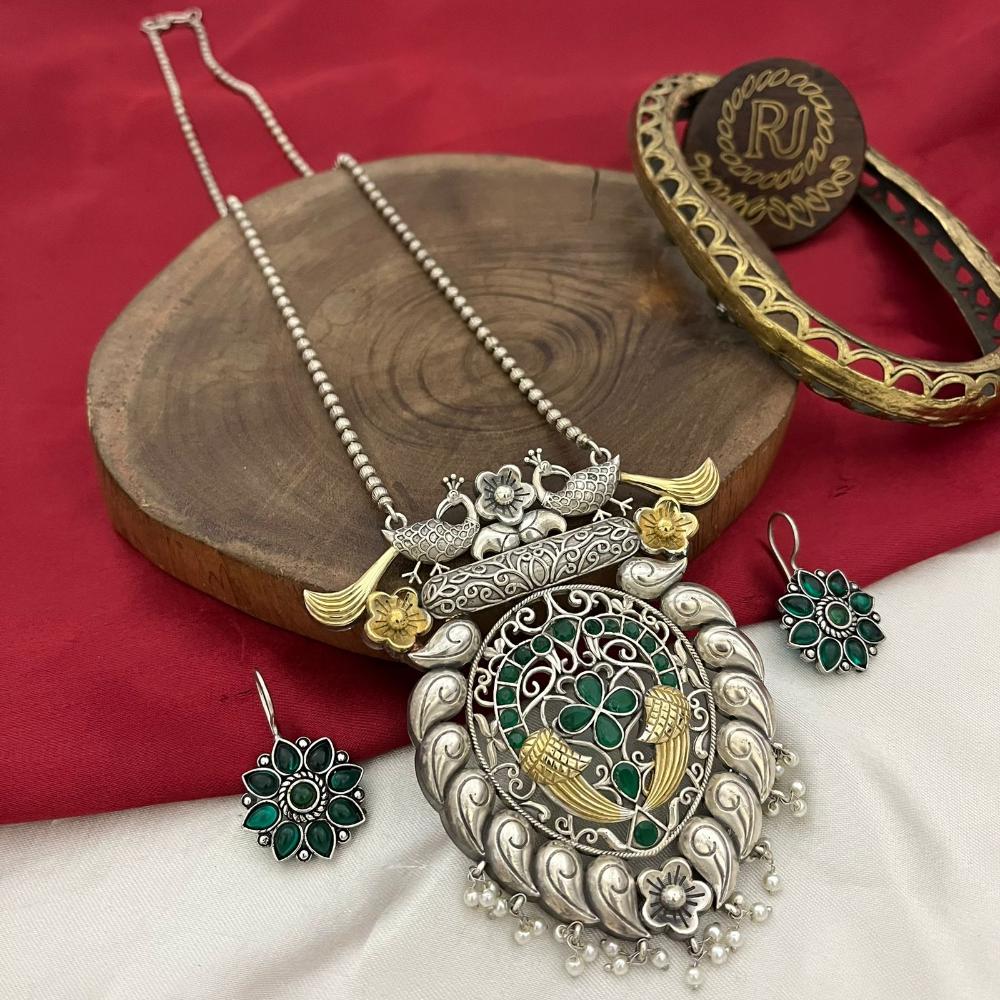 FS Collection 2 Tone Pota And Pearl Long Necklace Set