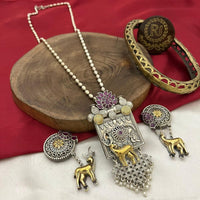 FS Collection 2 Tone Pota And Pearl Long Necklace Set