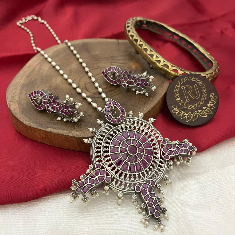 FS Collection 2 Tone Pota And Pearl Long Necklace Set