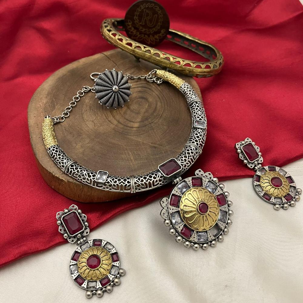 FS Collection 2 Tone Pota Stone Necklace Set
