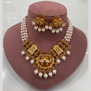 FS Collection Peacock Motif Pearl Beads and Intricate Filigree Design Necklace Set