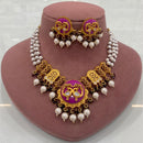FS Collection Peacock Motif Pearl Beads and Intricate Filigree Design Necklace Set