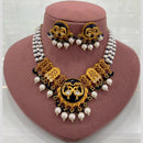FS Collection Peacock Motif Pearl Beads and Intricate Filigree Design Necklace Set