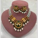 FS Collection Peacock Motif Pearl Beads and Intricate Filigree Design Necklace Set