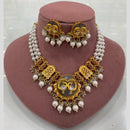 FS Collection Peacock Motif Pearl Beads and Intricate Filigree Design Necklace Set