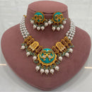 FS Collection Peacock Motif Pearl Beads and Intricate Filigree Design Necklace Set
