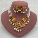 FS Collection Peacock Motif Pearl Beads and Intricate Filigree Design Necklace Set