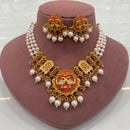 FS Collection Peacock Motif Pearl Beads and Intricate Filigree Design Necklace Set