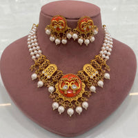FS Collection Peacock Motif Pearl Beads and Intricate Filigree Design Necklace Set