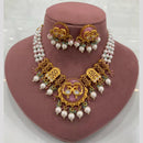 FS Collection Peacock Motif Pearl Beads and Intricate Filigree Design Necklace Set