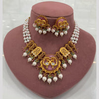 FS Collection Peacock Motif Pearl Beads and Intricate Filigree Design Necklace Set