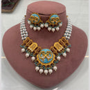 FS Collection Peacock Motif Pearl Beads and Intricate Filigree Design Necklace Set