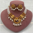 FS Collection Peacock Motif Pearl Beads and Intricate Filigree Design Necklace Set