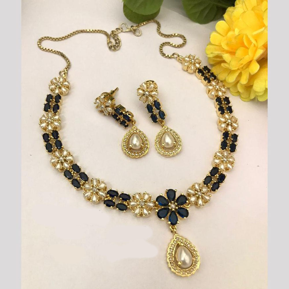 FS Collection Designer Crystal Stone And Pearl Parties & Festive Wear Necklace Set