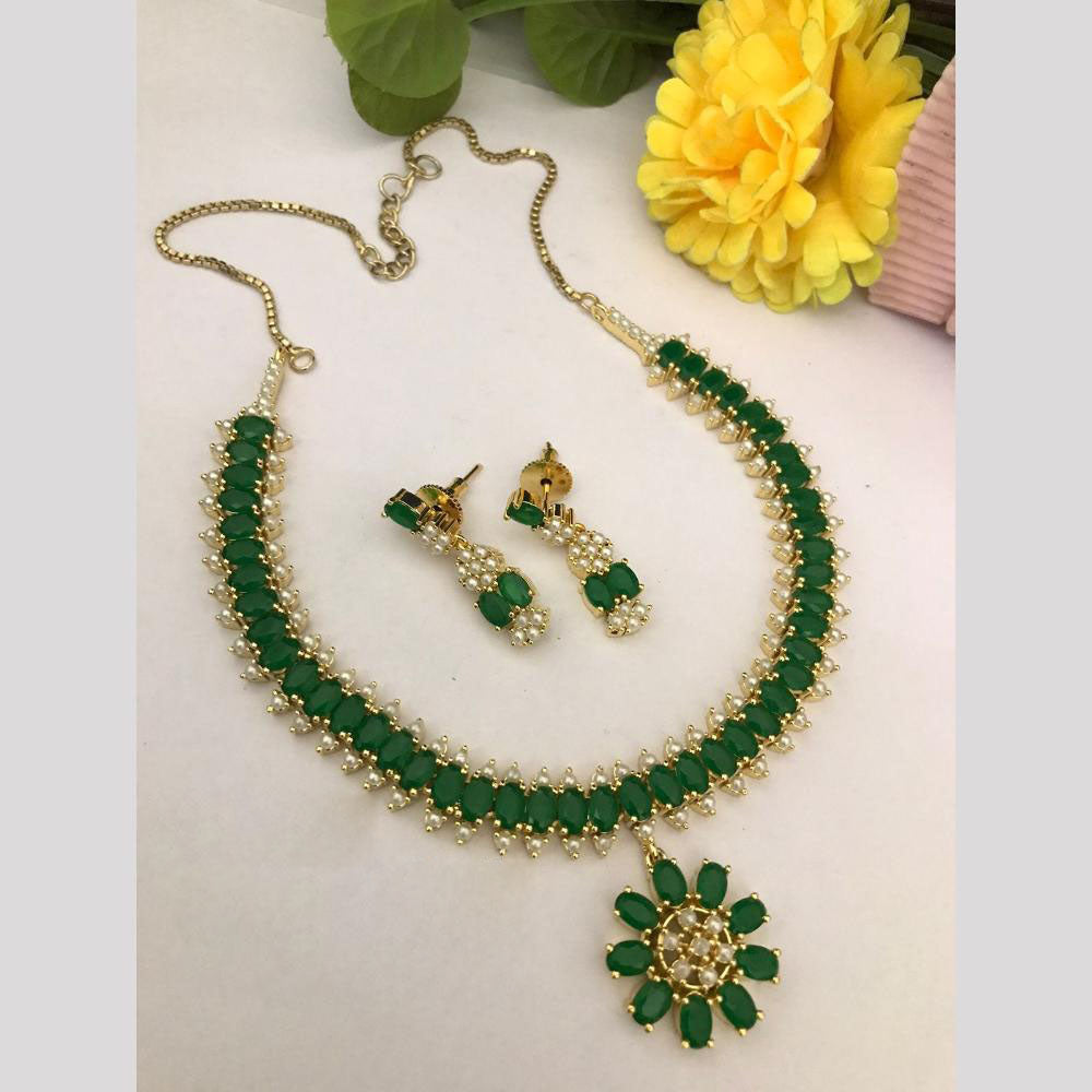 FS Collection Designer Crystal Stone And Pearl Parties & Festive Wear Necklace Set