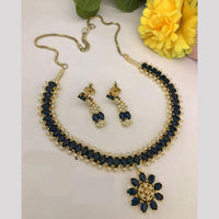 FS Collection Designer Crystal Stone And Pearl Parties & Festive Wear Necklace Set