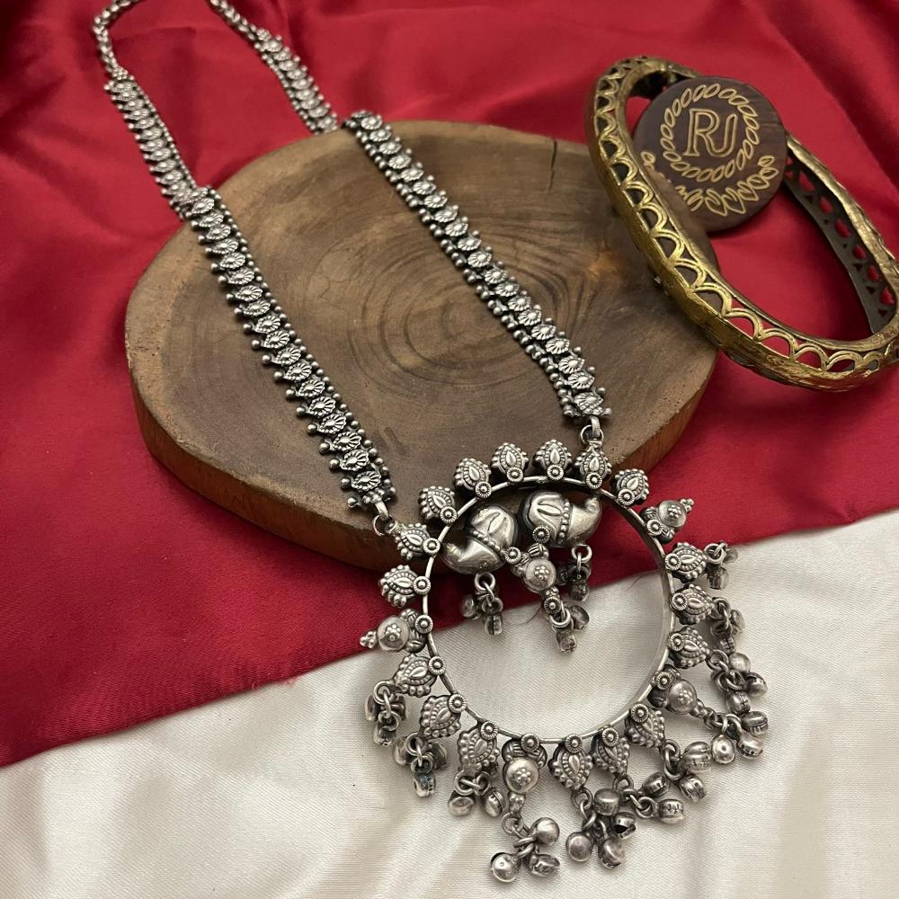 FS Collection Oxidised Plated Ghungaroo Designer Ethnic Wear Long Necklace