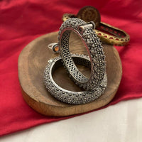 FS Collection Oxidised Plated Openable Bangle Set 