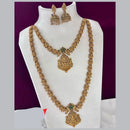 FS Collection Designer Pota And Pearl Double Layered Temple Necklace Set