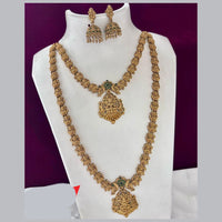 FS Collection Designer Pota And Pearl Double Layered Temple Necklace Set